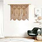 Youngeast Large Macrame Wall Hanging Boho Woven Tapestry Bohemian Macrame Wall Decor Handmade Tassel Tapestry Home Decoration for Bedroom Living Room 39"X31" (Wood Dowels Not Included) (Khaki) - Image 3