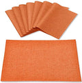 Linen Placemats Set of 8, Machine Washable, Heat Resistant, Wrinkle Free, Thick Polyester Kitchen Place Mats for Dining Table (Orange) by Rinpon