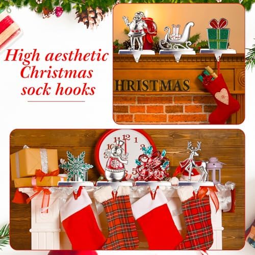 Therwen Set of 8 Christmas Stocking Holders,Retro Style,Multicolor - Image 4