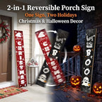 2 in 1 Halloween Porch Sign Decor 47" Double Side Christmas Sign for Porch - Image 3