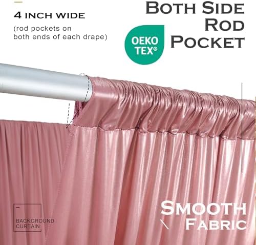 2 Panels 5ft(W) x 20ft(H) Pink Rose Backdrop Curtain for Wedding Parties - Image 2