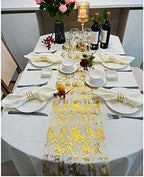 Gold Table Runner 11 Inch x 100 Feet Inches, Glitter Metallic Mesh Gold Runner Roll Table Decorations for Wedding, Baby Shower, Birthday, Christmas - Image 2