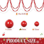 Giegxin 1 Pcs 32.8 ft 4th of July Wooden Bead Garland Patriotic Hanging Garland Farmhouse Beads Decor for Independence Day Mantel Table Party Wall Home Decorations (Red) - Image 2