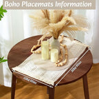 Boho Table Runner and Placemats Set, 6 Sets, Beige, 12x72 - Image 4