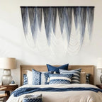 Macrame Wall Hanging Dip-Dyed Navy Blue Boho Wall Art Yarn 57" W*41" L - Image 4