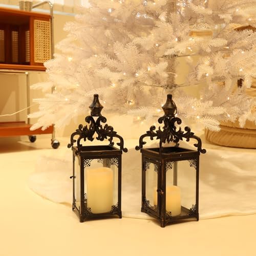 NEEDOMO Set of 2 Lanterns Decorative Indoor Hanging Lantern Outdoor,Vintage Metal Tabletop Decor Lantern for Patio Rustic Home, Candle Holders with Clear Glass, Home Kitchen Coffee Table Livinig Room - Image 6