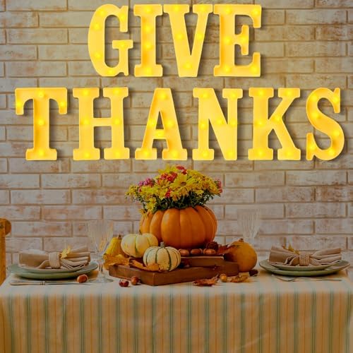 Aurelema 10 Pcs Give Thanks LED Letter Light Sign Battery Powered - Image 6