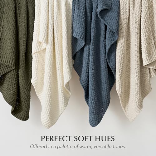 EVERGRACEHOME Chunky Chenille Knit Throw Blanket, 50 x 60, Ivory White - Image 6