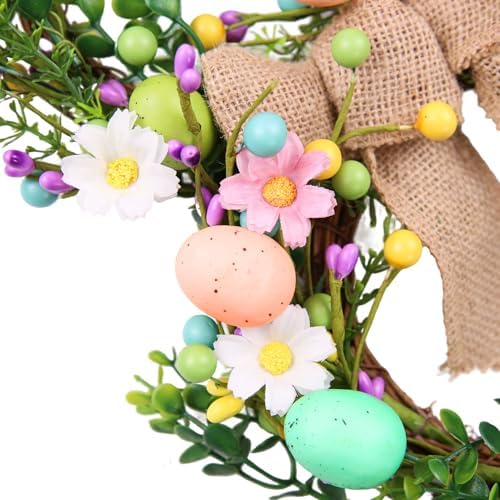 Cute Easter Wreaths for Front Door, 20 Inch Bunny Wreath Easter Decorations for Door Wall Window, Foldable Design Bunny Decor for Home Indoor Outdoor Wall Hanging Spring Decorations - Image 4