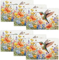 Hummingbird Flower Spring Placemats Set of 6, 12x18 Inch Country Bird Summer Table Place Mat Rustic Washable Non-Slip Heat Resistant Fabric Placement Mats for Dining Kitchen Indoor Outdoor Decor by UIAMT