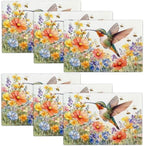 Hummingbird Flower Spring Placemats Set of 6, 12x18 Inch Country Bird Summer Table Place Mat Rustic Washable Non-Slip Heat Resistant Fabric Placement Mats for Dining Kitchen Indoor Outdoor Decor by UIAMT