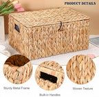 Hipiwe Wicker Storage Baskets with Lid, Large Water Hyacinth Lidded Baskets - Image 5