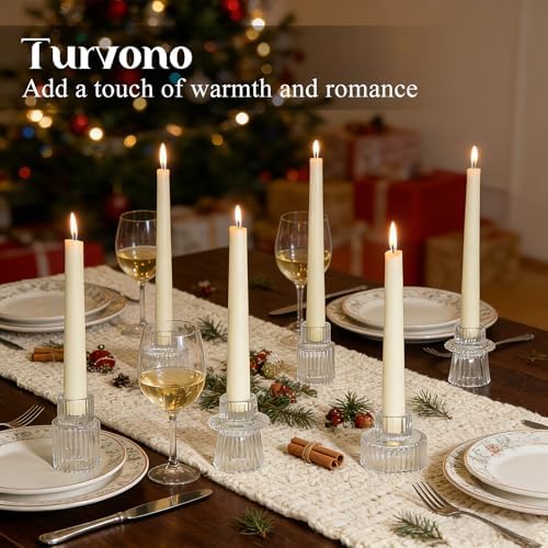 12 Pack Ribbed Clear Glass Candle Holders for Table Centerpieces - Image 3