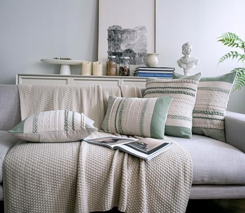 Cethom Boho Throw Pillow Covers 20x20 Inch Set of 2, Sage Green Textured Decorative Couch Pillow Cases for Farmhouse Home Decor, Accent Cushion Cover for Sofa, Bed, Living Room, Bedroom - Image 5