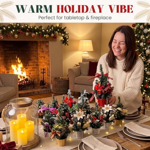 Cindeer 16 Pcs Mini Christmas Tree Tabletop 8-10'' Christmas Centerpieces - Image 3
