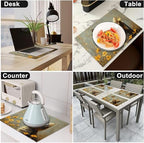 Cat Flower Spring Placemats Set of 6, 12x18 Inch Cat Floral Summer Table Place Mat Animal Washable Non-Slip Heat Resistant Fabric Placement Mats for Party Dining Kitchen Indoor Outdoor Decor - Image 6