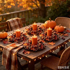 4 Pcs Mini Fall Candle Ring Wreaths Autumn Acorns Berries Mixed Oak Leaves Artificial Pillar Candle Holder Wreath for Farmhouse Thanksgiving Harvest Porch Front Door Cabinets Table Decoration - Image 3