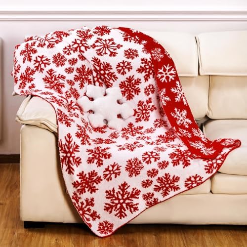 FuWeave 2 Pcs Christmas Snowflake Throw Blanket and Pillow Set, 50 x 60 in - Image 6