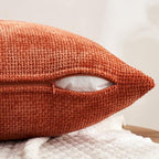 MIULEE Decorative Chenille Fall Pillow Covers Burnt Orange 16x16 Pack of 4 - Image 3