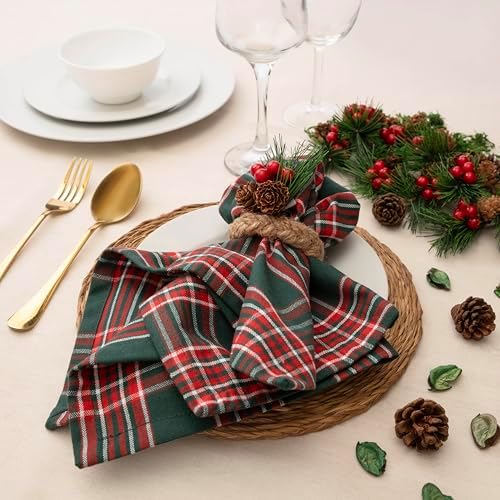 Blue Needles Gingham Buffalo Plaid Cotton Dinner Napkins Set of 12-18"x18" - Image 4