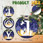 Blosssound 3 Pcs Lighted Christmas Front Door Decor, Jesus Nativity Scene - Image 2