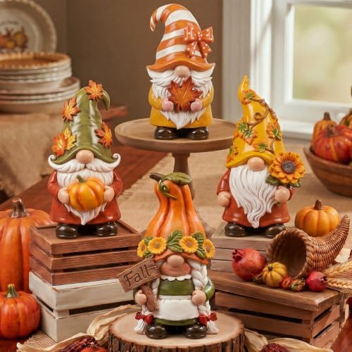 Simgoing 4 Pcs Fall Gnomes Decoration for Home Thanksgiving Gnome Figurines by Simgoing