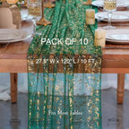 10Pcs Green Gold Table Runner 10 Ft Metallic Foil Shimmer Sheer Gauze - Image 2