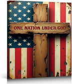 Ship Next Day – Framed American Flag Canvas Art, Patriotic Wall Decoration, Christian Home Decor, Independence Day Gifts, Stars and Stripes Painting, Made in USA by ZERILYN