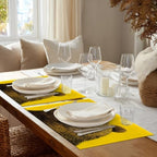 Shrahala Cute The Bear in Mineral Yellow Placemats, Face Background Table Mat Linen Burlap Washable Double-Deck Heat Insulation for Dining/Kitchen Table Set of 6 (12 X 18 Inch) - Image 3