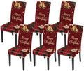Christmas Chair Covers Set of 6,Stretchable Kitchen Dining Room Chair Covers Decorations Removable Washable Dining Chair Slipcovers Chair Protectors for Dining Room & Kitchen by LEIWEIHOPE