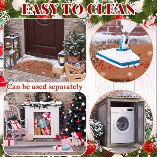 Moucuny 2 Pcs Christmas Outdoor Mat, Non Slip - Image 5