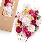 Ling's moment Fake Flowers Box, Faux Artificial Greenery Stems Foam Dahlia Gardenia Roses Silk Hydrangea Ranunculus Fabic Flower for Centerpieces Bouquet Wedding Vase, Hot Pink & Blush, Deluxe Combo by LingsMoment