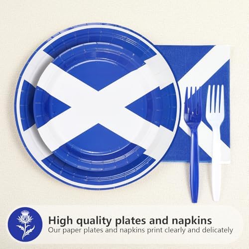 96 Pcs Scotland Flag Themed Party Decorations, Serves 24 - Image 2