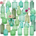 30Pcs Assorted Vintage Bud Vases, Colorful Glass Small Vases Bulk by SUJUN