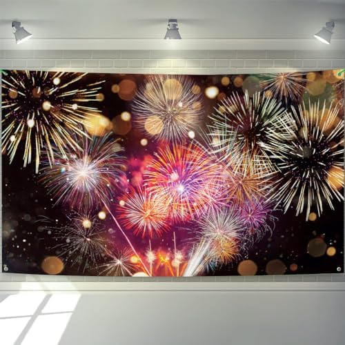 7x16ft Gorgeous Fireworks Garage Door Banner Cover Happy New Year 2026 Photography Backdrop Colorful Blurry Bokeh Fireworks New Year's Eve Celebration Countdown To New Year Banner Party Decor - Image 6