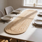 Natural Jute Table Runner, Vintage Boho Rustic Decor, Oval 60x13 Inch - Image 5