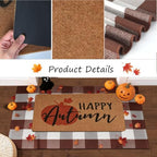 2-Piece Fall Front Door Mat Set, Coir Mat & Brown White Buffalo Plaid Mat - Image 7