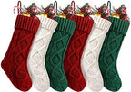 Fesciory Christmas Stockings 6 Pack, 18 Inch Large Cable Knit Xmas Decor by Fesciory