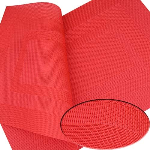 PIGCHCY Vinyl Placemats Set of 12 Washable Durable Kitchen Easy to Clean Plastic Placemats for Dining Table (Passionate Red) - Image 6