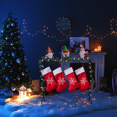 Sliner Christmas Stocking Holder with 12 Detachable Hooks 39.8 in Metal Stocking Holder Stand with String Lights, Freestanding Hangers Racks for Floor Fireplace Living Room(Reindeer) - Image 5