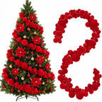2 Pcs 6 ft Red Velvet Christmas Ball Ornament Garland by Yuxung
