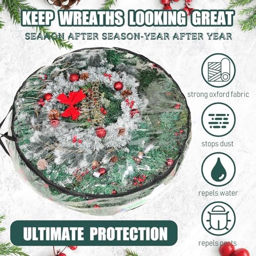 Shappy 6 Pcs 36 Inch Clear Wreath Storage Bags PVC Waterproof, Black - Image 5