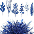 66 Pcs Christmas Glitter Picks and Sprays, Royal Blue by Vertintong