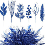 66 Pcs Christmas Glitter Picks and Sprays, Royal Blue by Vertintong
