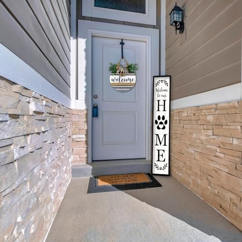Surfapans Welcome To Our Home Sign for Front Porch Standing Black - Image 3
