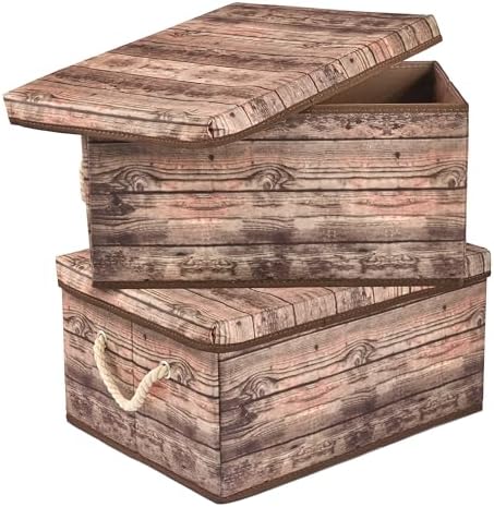 Sorbus Decorative Storage Boxes with Lids, Foldable Organizer (Brown) by Sorbus