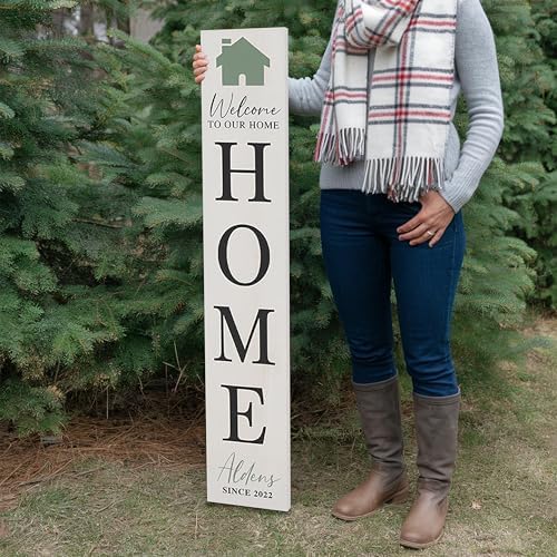 Personalized Welcome Sign for Front Door, Custom Welcome Sign for Porch Outdoor Welcome Home Decorations, 48"x8" PVC Sign (Design 9) - Image 6