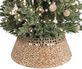 ELYKEN 28 Inch Wicker Christmas Tree Collar, Stylish Seagrass & Hyacinth Woven Rattan Xmas Tree Skirt, Rustic Farmhouse Basket for Tree Base Cover with Cord Cut-Out for Artificial Trees by ELYKEN