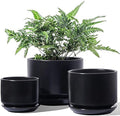 LE TAUCI Ceramic Pots for Plants, 4.3+5.3+6.8 Inch, Set of 3, Black by LETAUCI