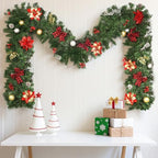 9FT Christmas Garland Decorations, Pre-Lit Christmas Garland with 60 LED Lights, Garlands for Mantle with Pine Cones, Flower, Berries, Bows, Ball, Leaves, Indoor & Outdoor Christmas Decor - Image 2